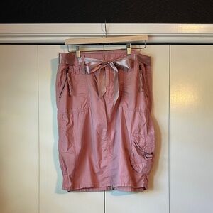 American Eagle Pink Cargo Skirt with Satin Bow